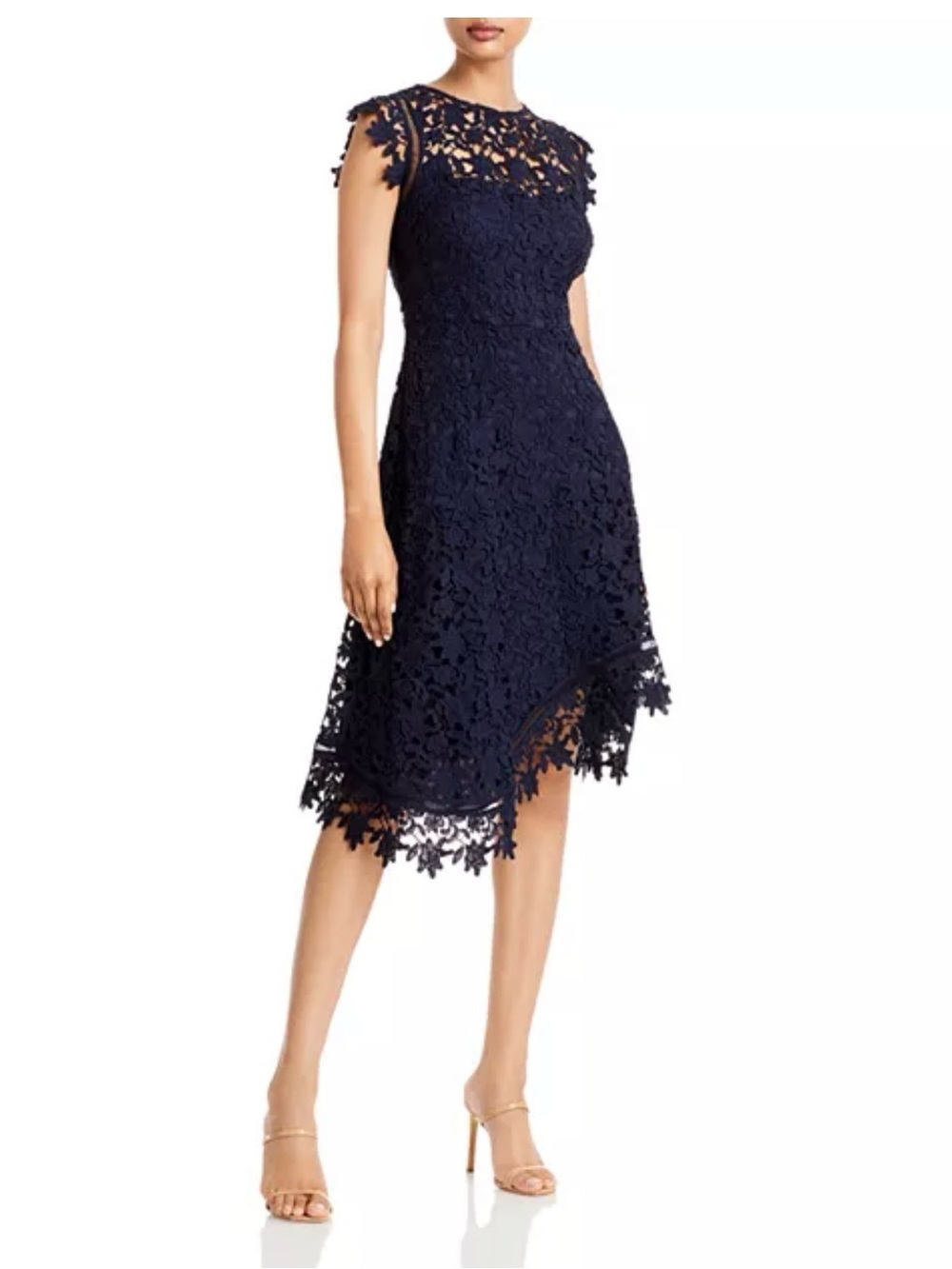 Elegant Navy Lace Fit-and-Flare Dress